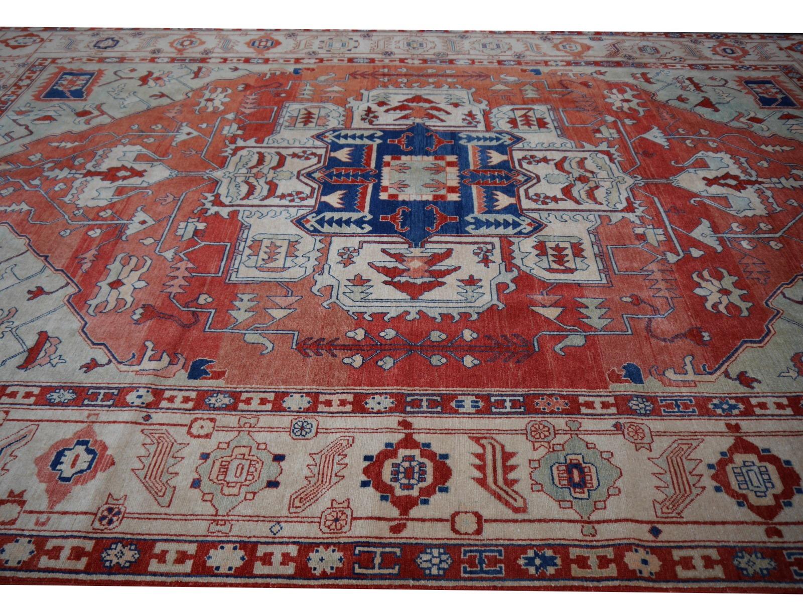 Vintage Azeri Heriz Rug Oversized Persian Serapi Style Djoharian Collection 3