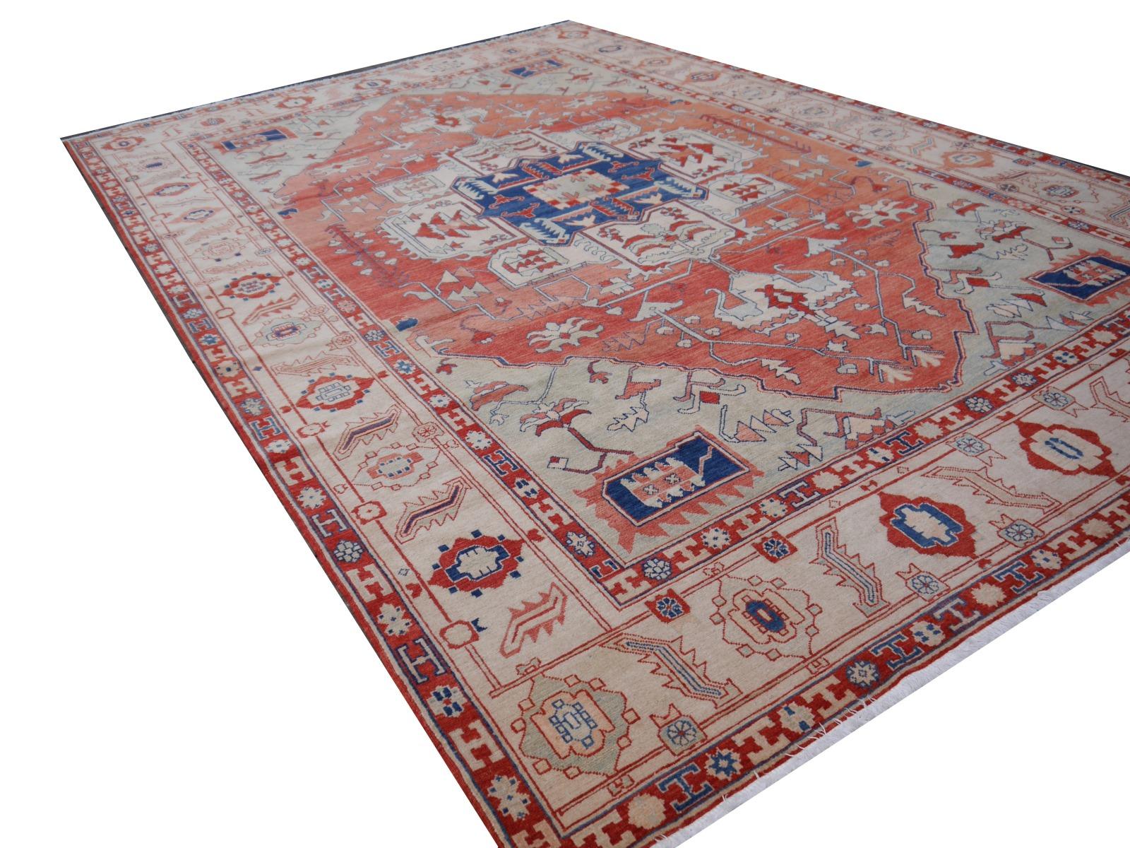 A large sized Turkish Azeri rug with Heriz Bakhshaish design. The pile is made of high end quality wool - hand spun, hand dyed with all vegetable dyes and knotted by master weavers. The rug is very decorative, the condition is exquisite. The rug was