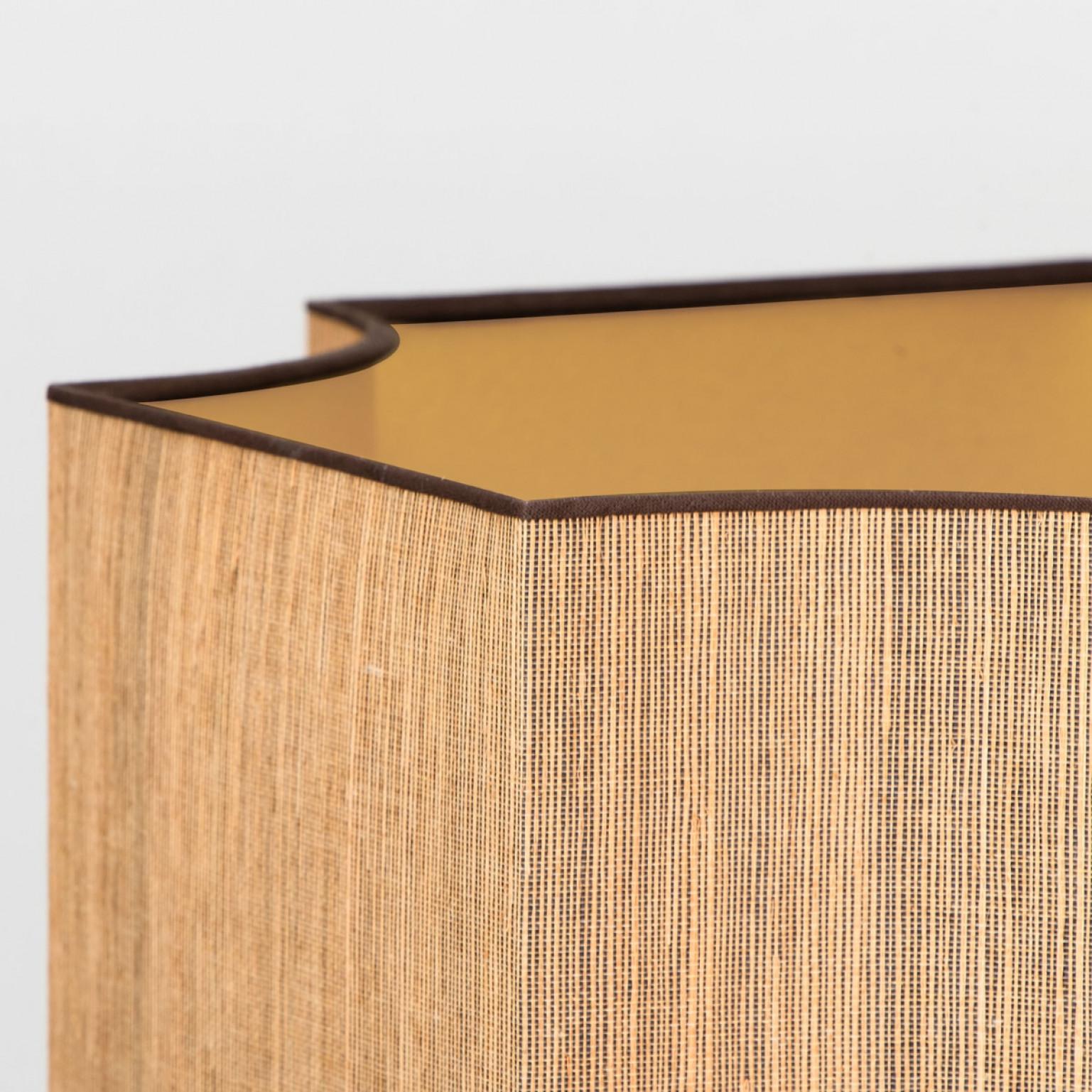 A rare large ceramic table lamp by Bernard Rooke, England, 1960s. Sculptural piece, made of handmade ceramic elements in natural tones of terracotta and stone. With a special custom made lamp shade by René Houben. With warm bronze or gold