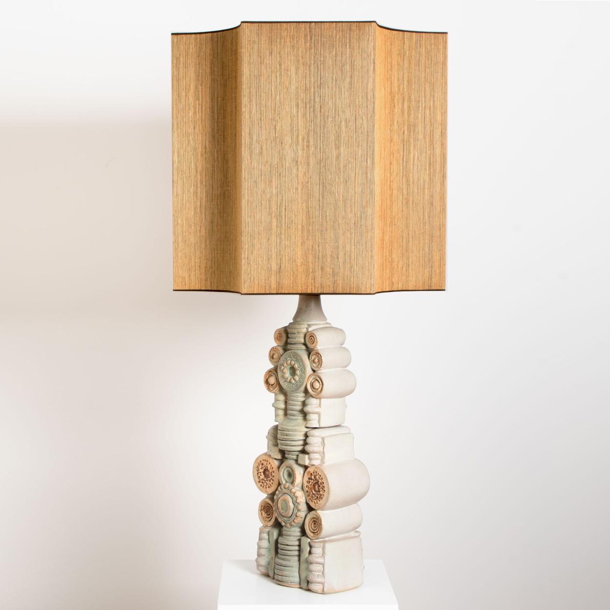 Large B. Rooke Ceramic Table Lamp with Custom Made Silk Lampshade by René Houben 5