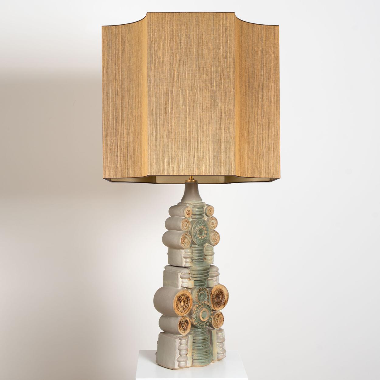 Large B. Rooke Ceramic Table Lamp with Custom Made Silk Lampshade by René Houben 1