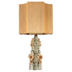 Large B. Rooke Ceramic Table Lamp with Custom Made Silk Lampshade by René Houben