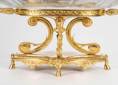 Gran cuenco de cristal de Baccarat y bronce dorado, siglo XIX, época de Napoleón III.