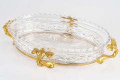 Gran cuenco de cristal de Baccarat y bronce dorado, época Art Nouveau.