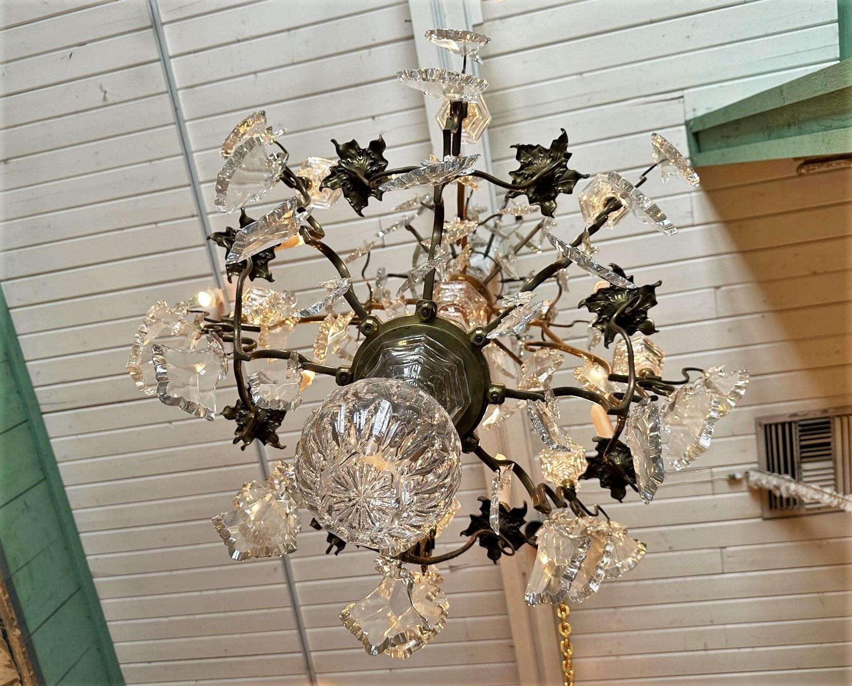 Large Baccarat Crystal Antique Chandelier Dining Ceiling 8 Light Fixture Pendant For Sale 5