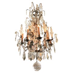 Grand lustre ancien lustre de salle à manger plafonnier à 8 lumières en cristal Baccarat