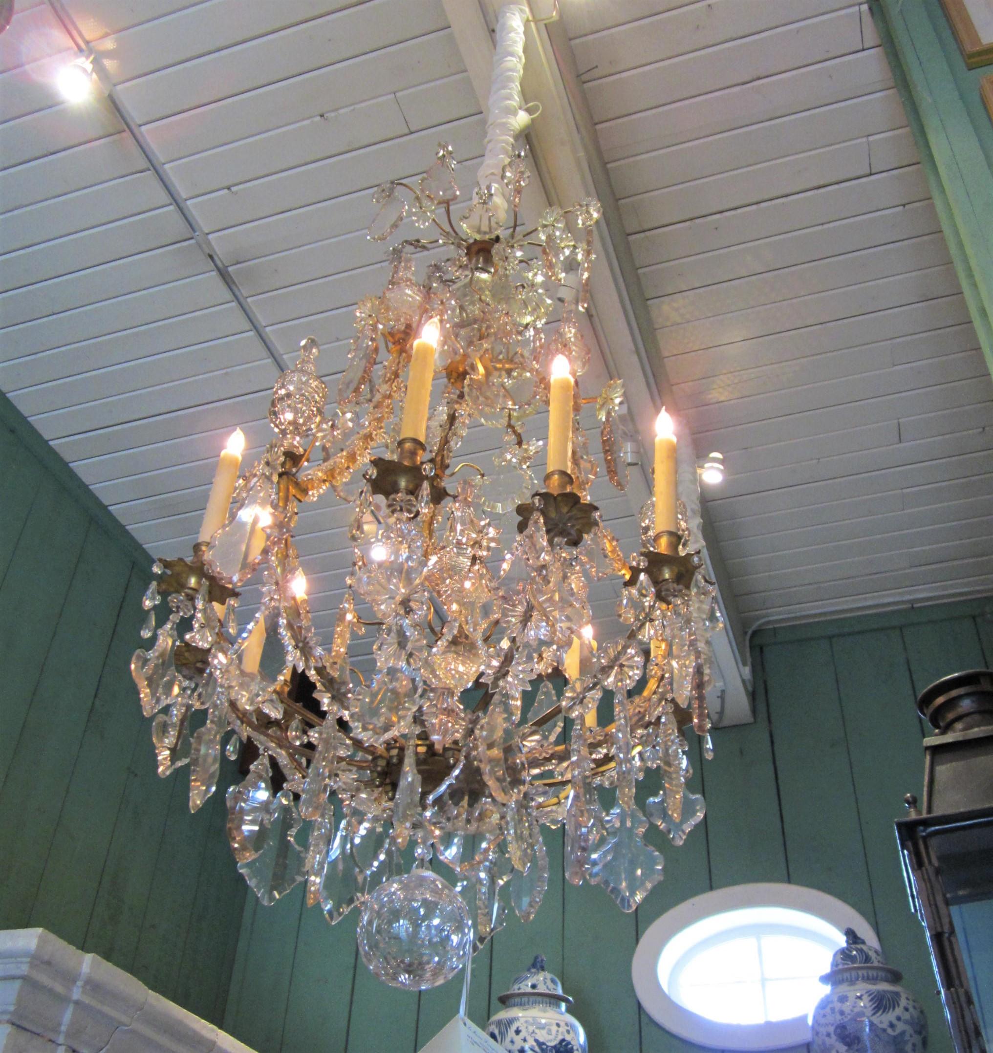 Large Baccarat Crystal Chandelier Dining Entry Ceiling 12 Light Fixture Pendant For Sale 2