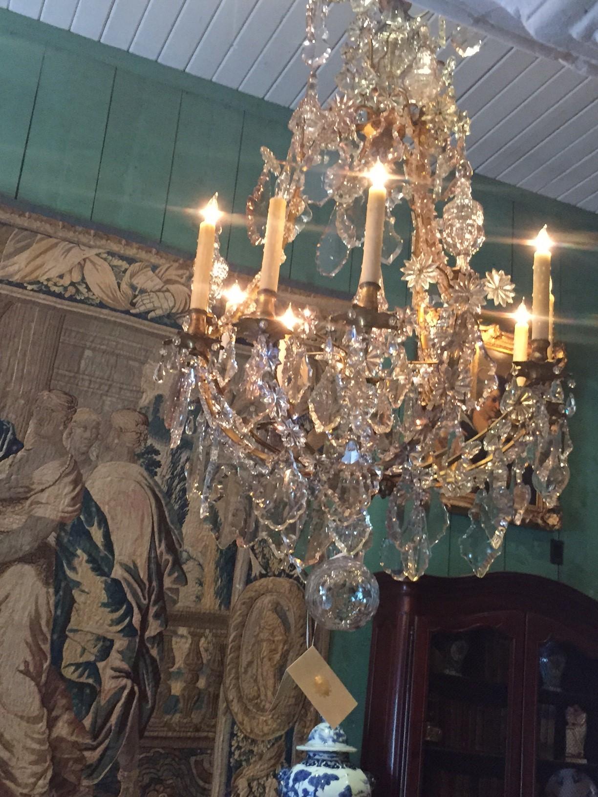 Große antike Kristall-Kronleuchter-Deckenleuchte aus dem 18. Jahrhundert Baccarat LA im Angebot 9