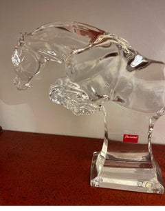 Large Baccarat Crystal Jumping Horse Sculpture