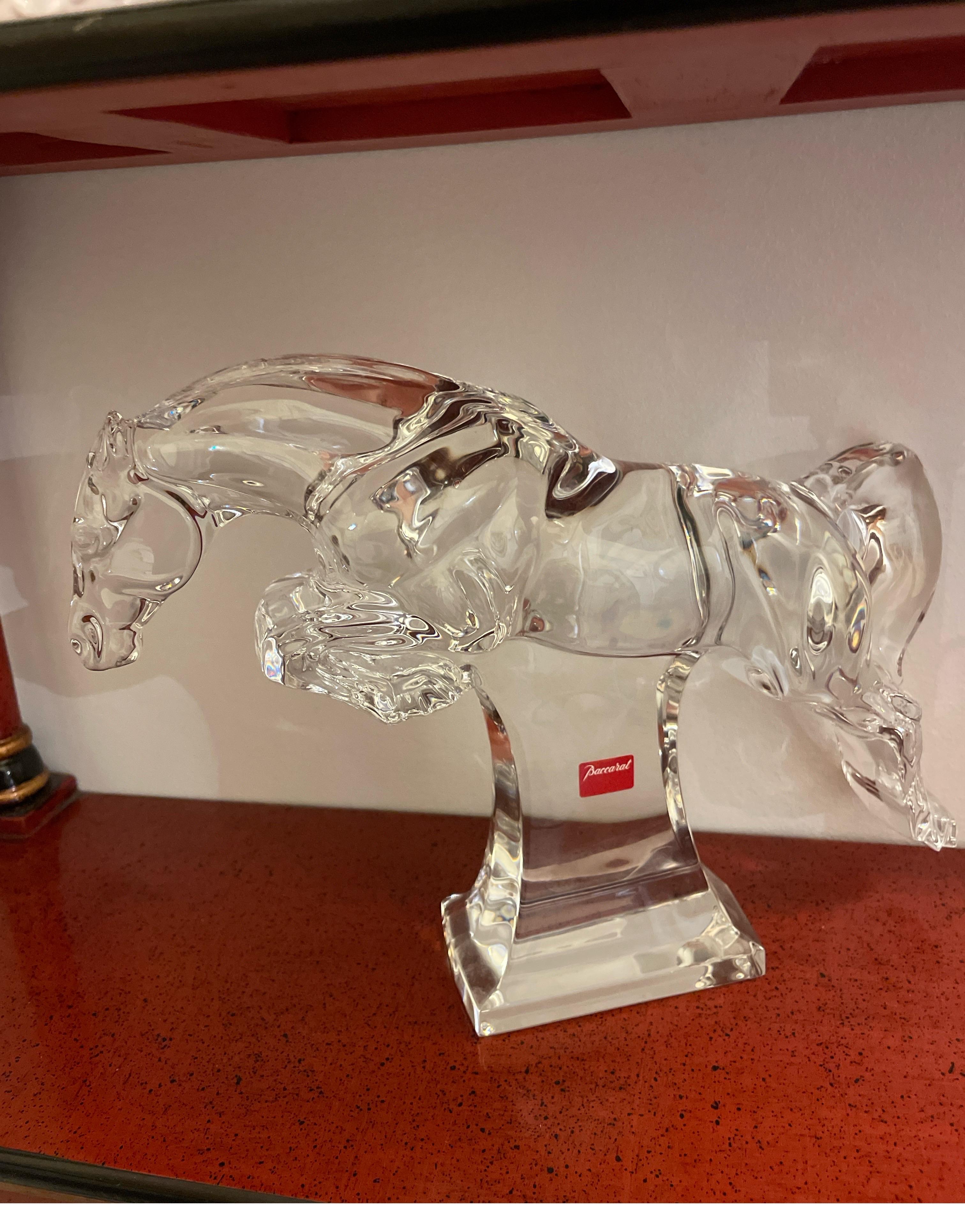 Large Baccarat Crystal Jumping Horse Sculpture 2