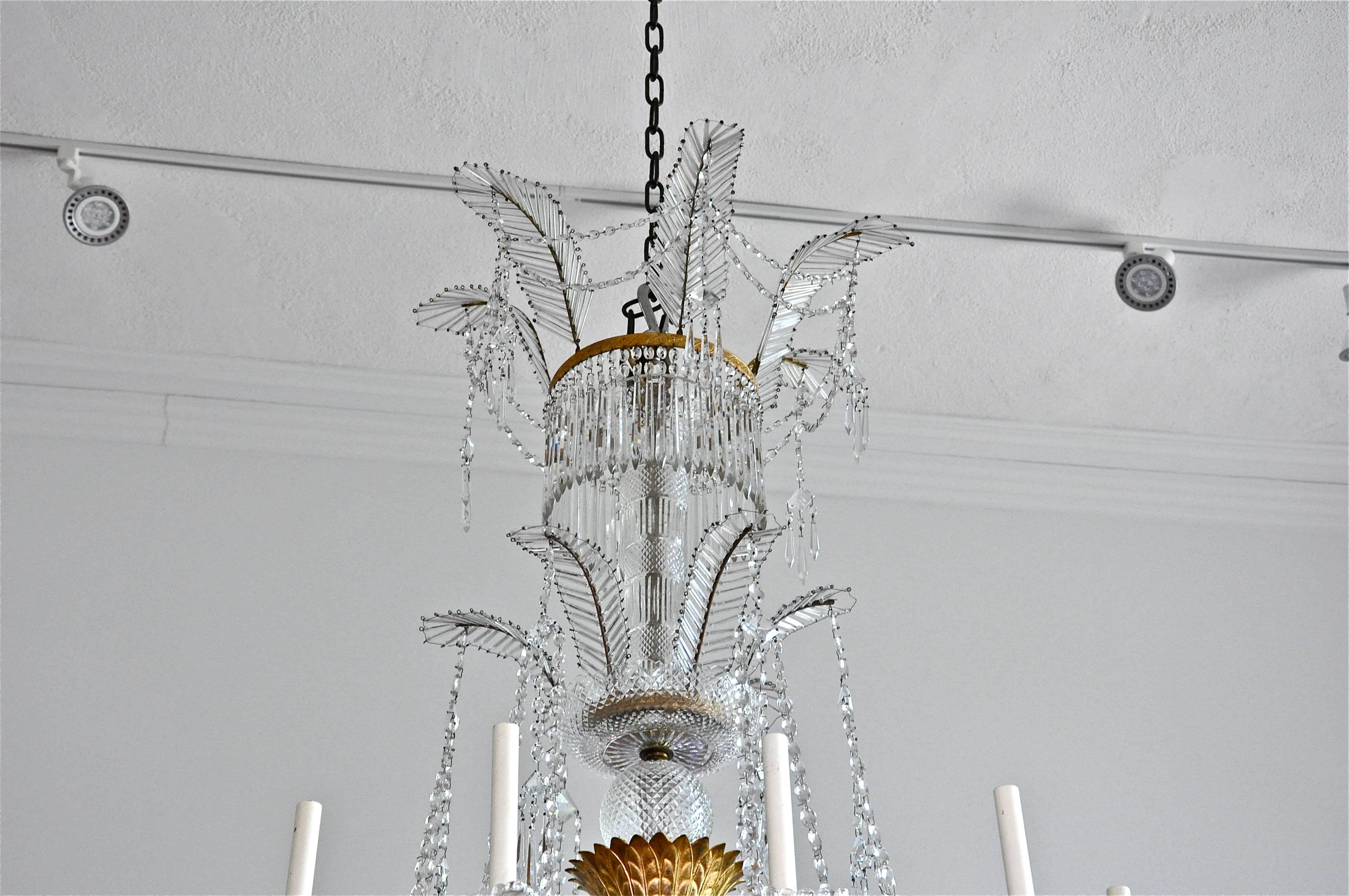 Large Baccarat Neoclassical Crystal and Ormolu Chandelier In Excellent Condition In Essex, MA