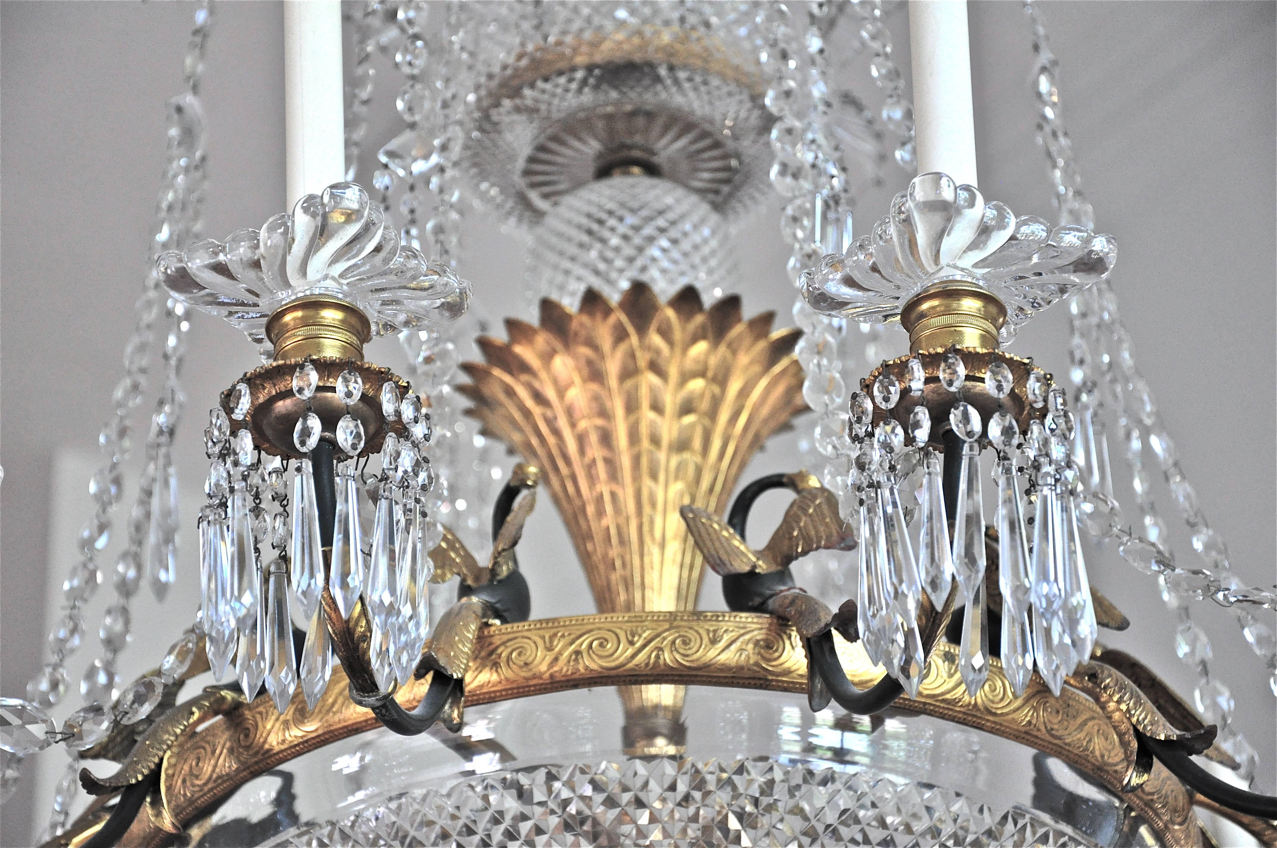 20th Century Large Baccarat Neoclassical Crystal and Ormolu Chandelier