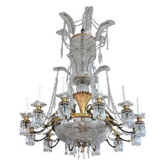 Large Baccarat Neoclassical Crystal and Ormolu Chandelier