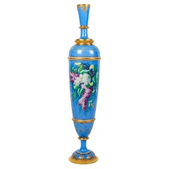 Antique Large Baccarat Opaline Vase, Gilt Bronze Mount, Napoleon III period.