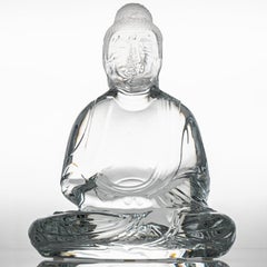 Large Baccarat Signed Crystal Buddha Sculpture, France
