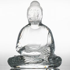 Large Baccarat Signed Crystal Buddha Sculpture, France