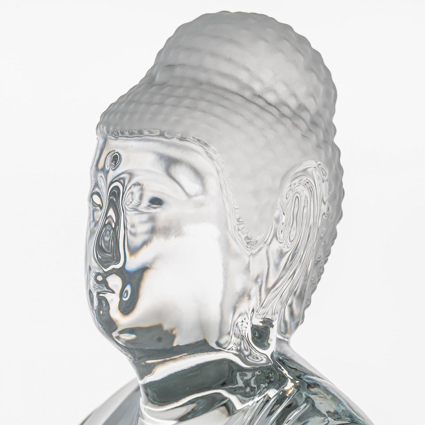 Mid-Century moderno Grande scultura di Buddha in cristallo firmata Baccarat, Francia in vendita