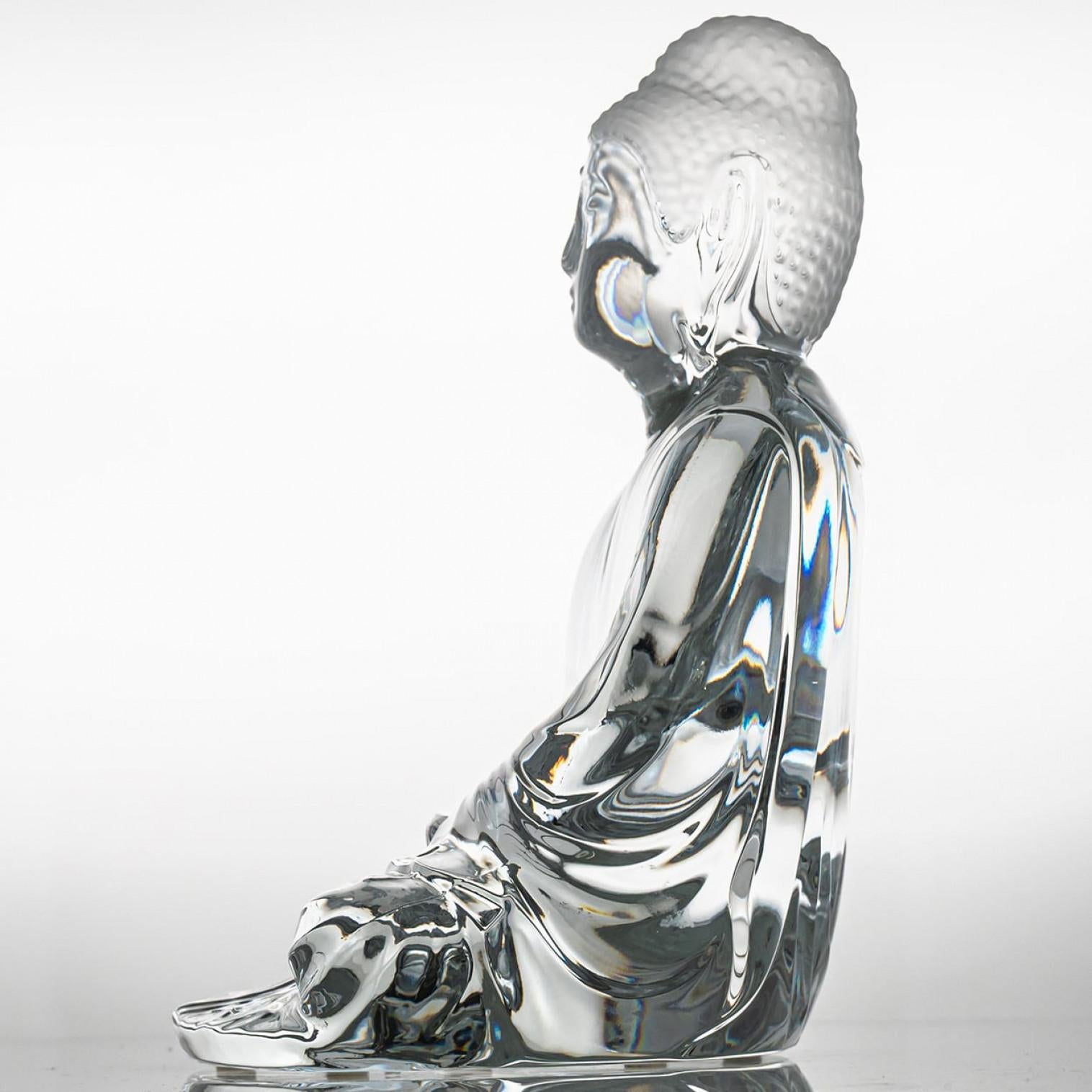 Francese Grande scultura di Buddha in cristallo firmata Baccarat, Francia in vendita