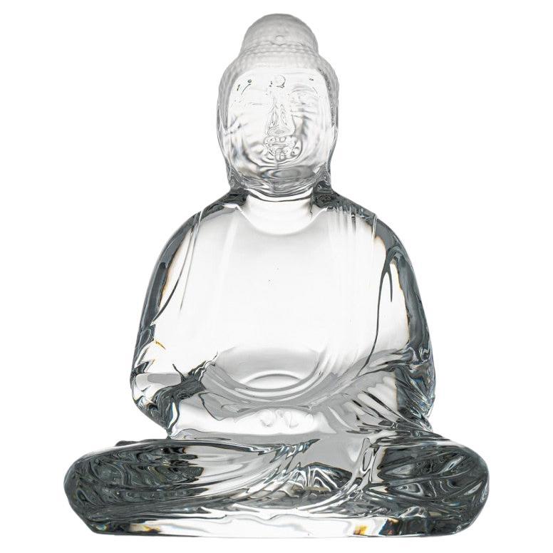 Large Baccarat Signed Crystal Buddha Sculpture, France