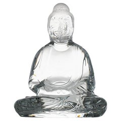 Large Baccarat Signed Crystal Buddha Sculpture, France