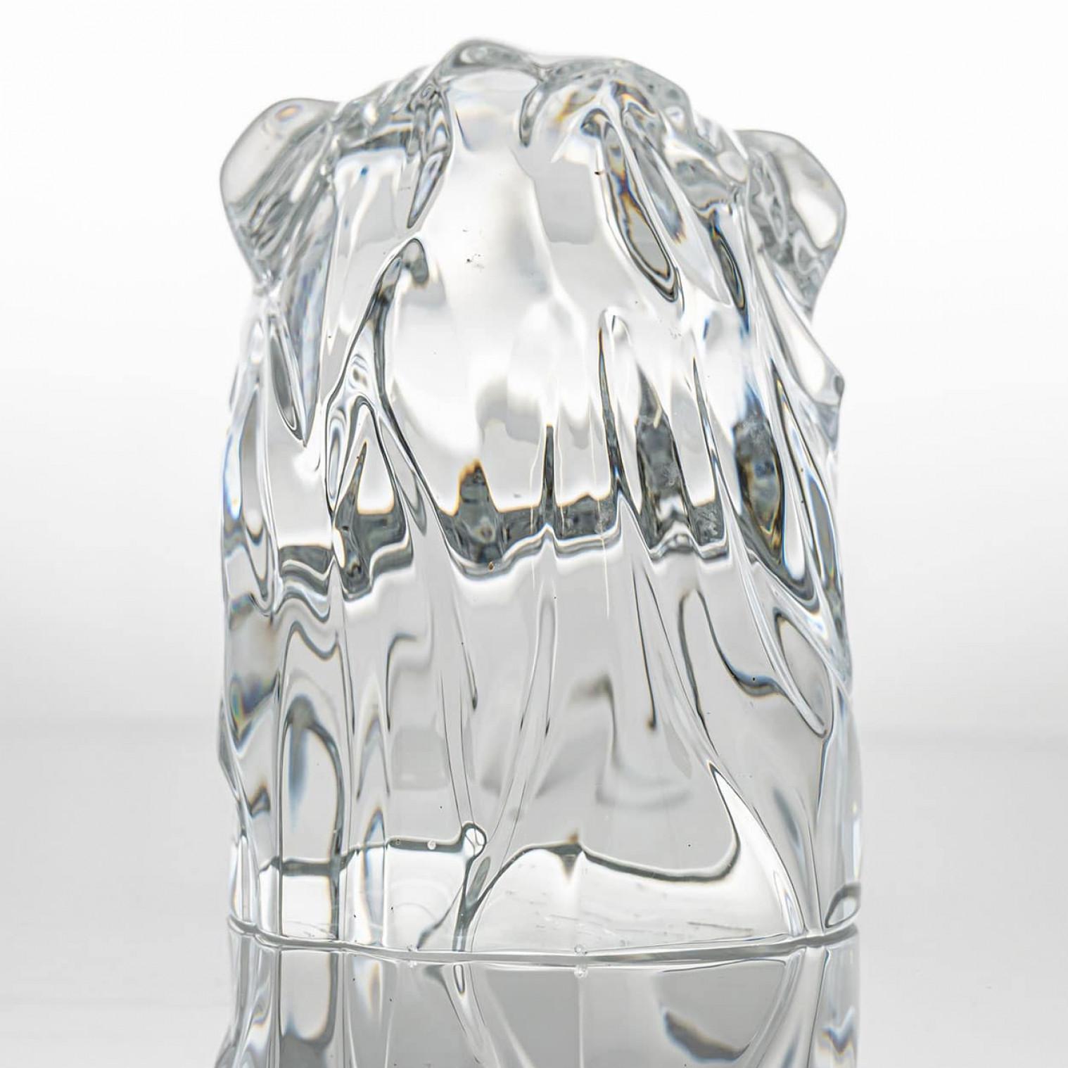 Large Baccarat Signed Crystal Lion Head Sculpture, France In Good Condition For Sale In Rijssen, NL