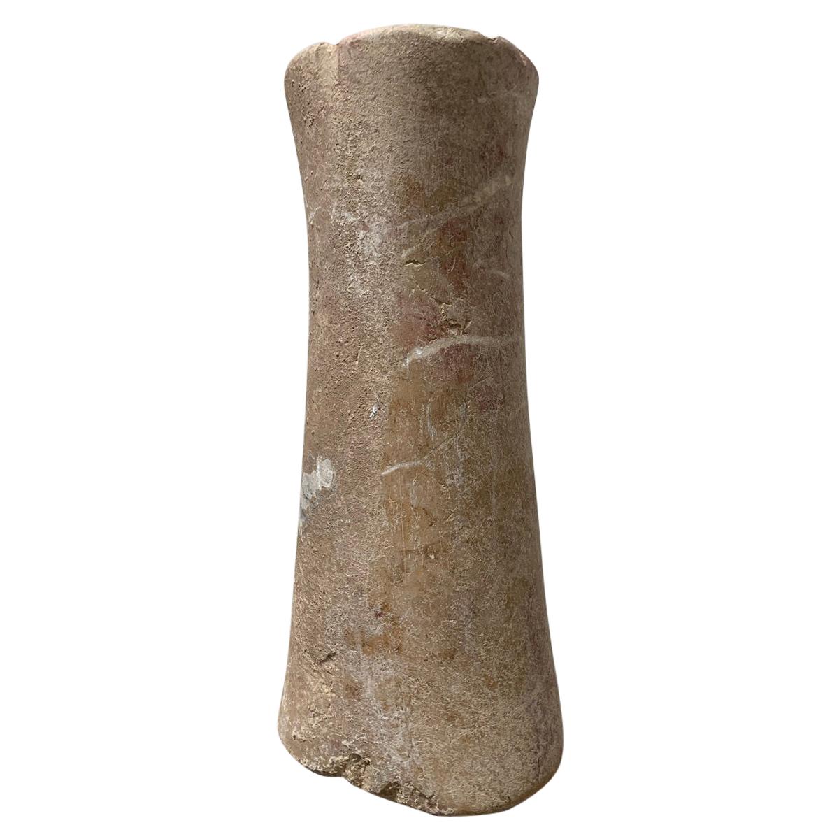 Large Bactrian Marble Column Idol