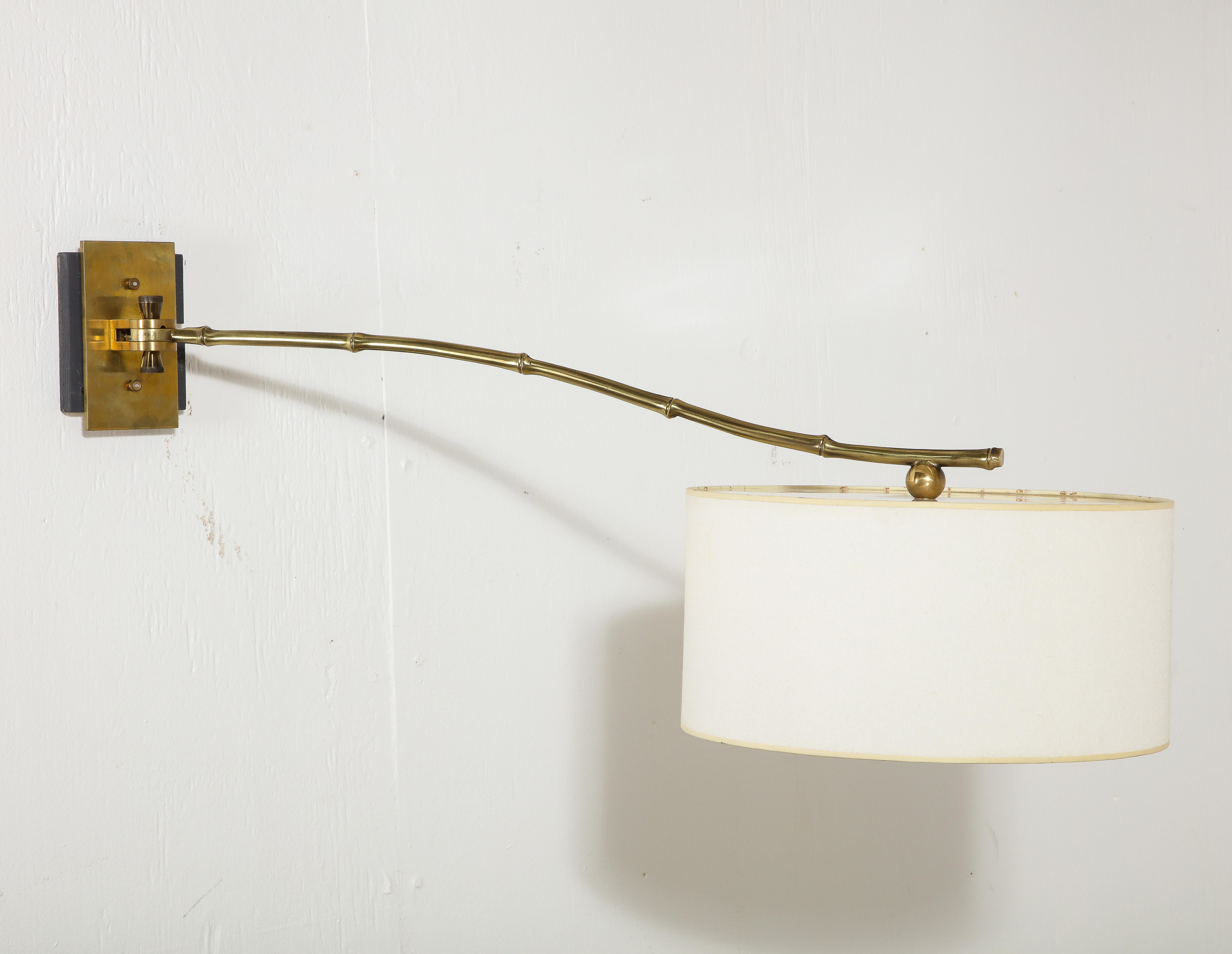 Large Bronze Bagues Bamboo Swing Sconces, France 1950's For Sale 9