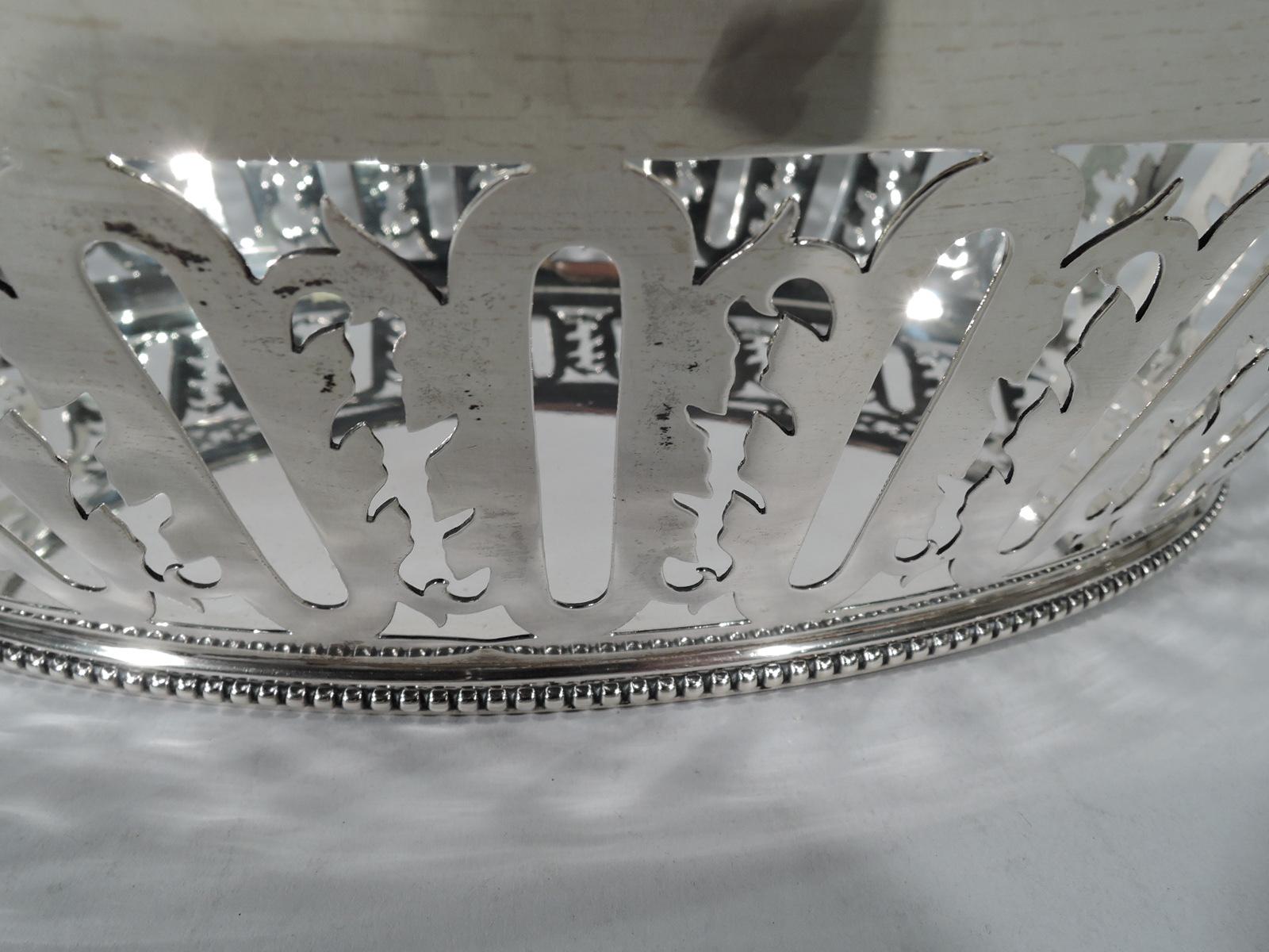 Large Bailey, Banks and Biddle Pierced Sterling Silver Basket Bowl In Excellent Condition In New York, NY