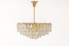 1 of 2 Large Bakalowits Chandelier, Brass and Crystal Glass, Austria, 1960s