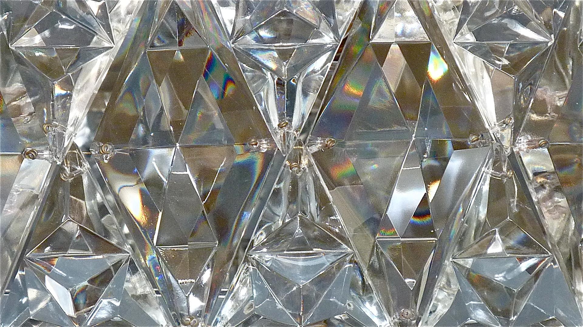 Large Bakalowits Semi Flush Mount Chandelier Silver Crystal Glass 1950s Lobmeyr For Sale 6