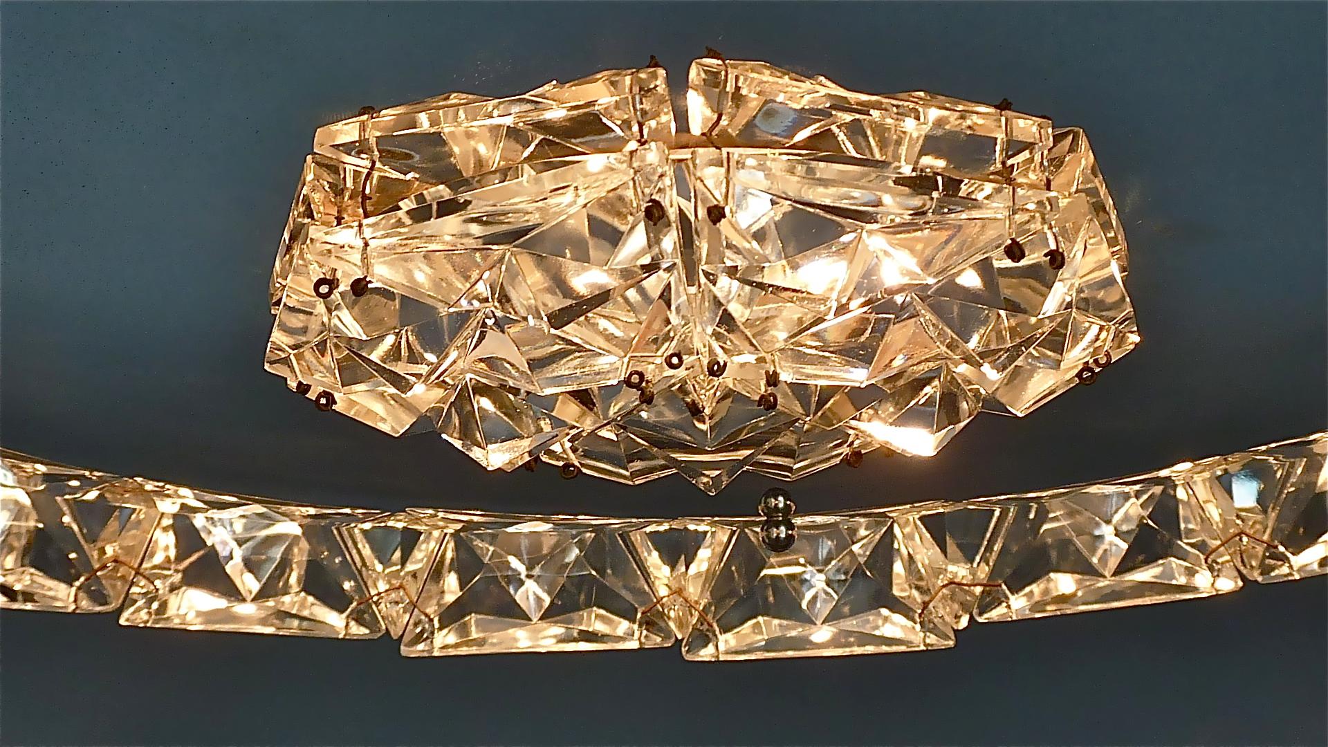 Großer Bakalowits Halbflush Mount-Kronleuchter aus Silberkristallglas, 1950er Jahre, Lobmeyr im Angebot 9