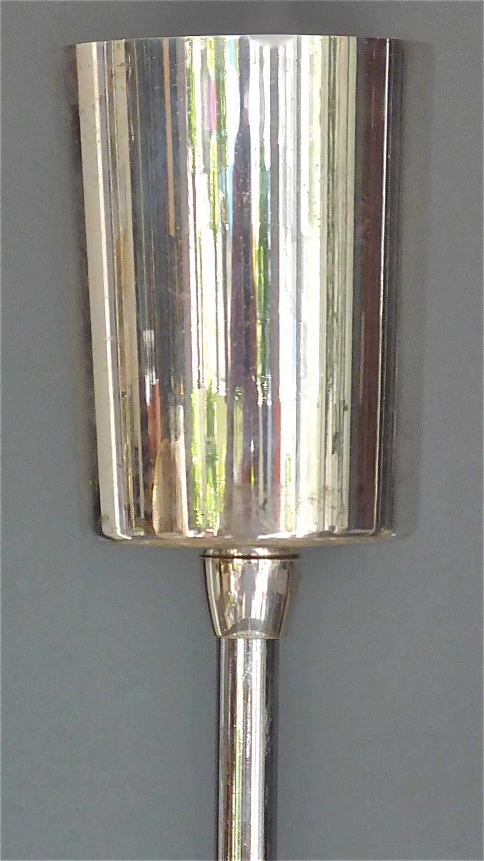 Mid-Century Modern Large Bakalowits Semi Flush Mount Chandelier Silver Crystal Glass 1950s Lobmeyr For Sale