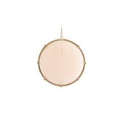 Sylva & Cie Large Ivory Bakelite Disc Earrings with Diamonds in 18k Yellow Gold