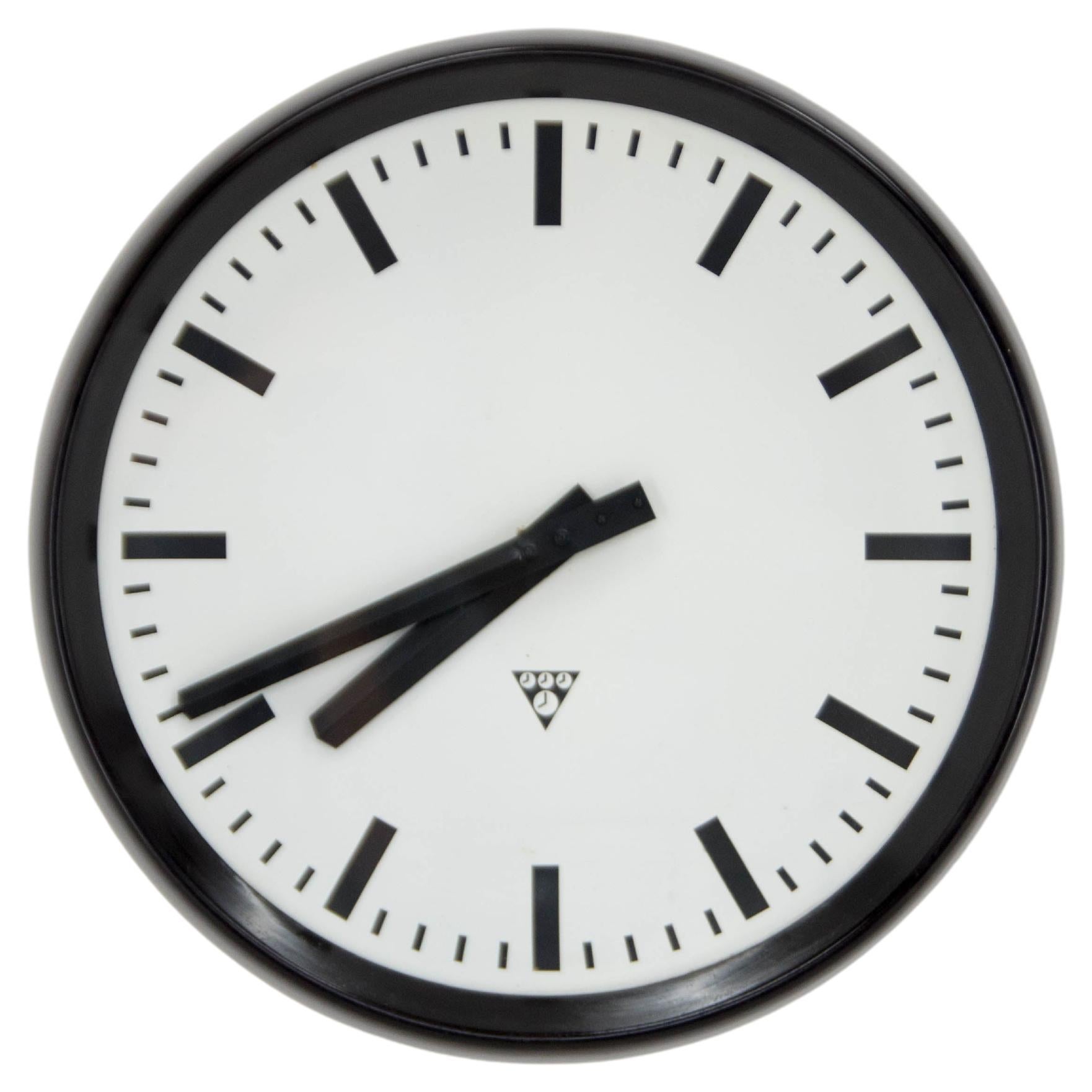 Large Bakelite Industrial, Train Station Wall Clock For Sale at 1stDibs