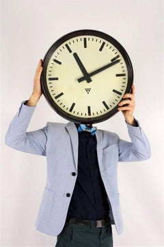 Large Bakelite Railway Clock from Pragotron, 1950s