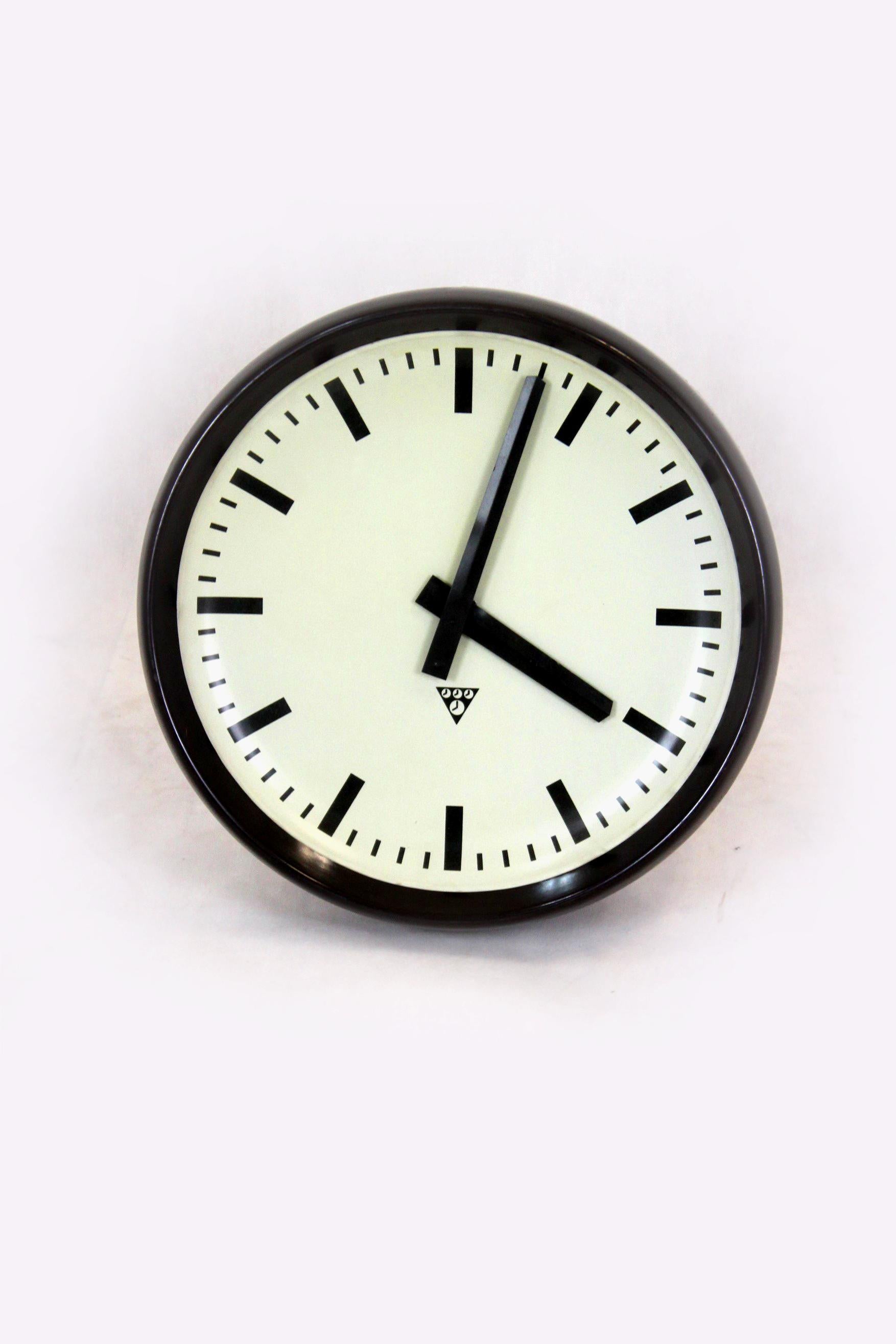 Industrial Large Bakelite Railway Clock from Pragotron, 1950s
