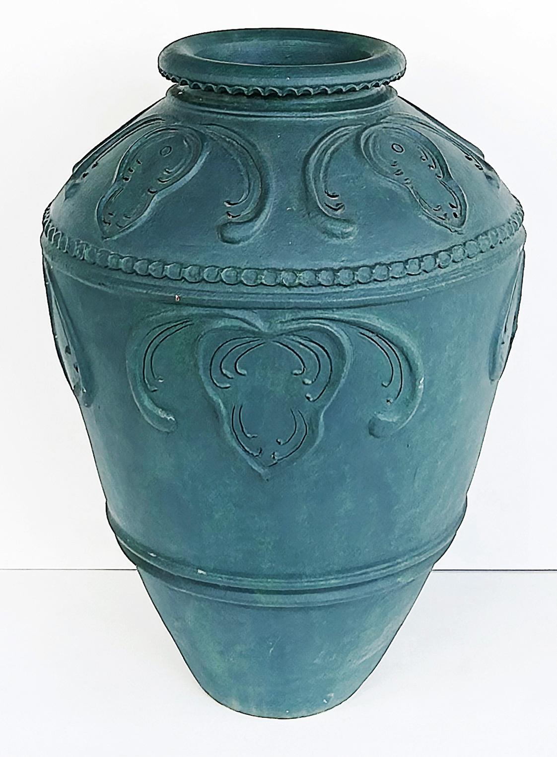 Indonesiano Urna in terracotta di grandi dimensioni Balinese Teal 