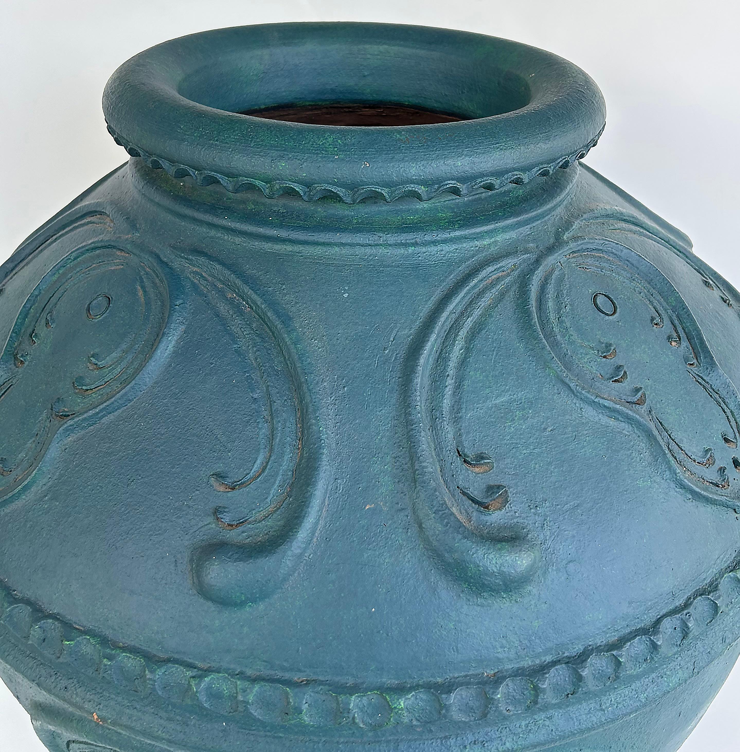 XXI secolo e contemporaneo Urna in terracotta di grandi dimensioni Balinese Teal 