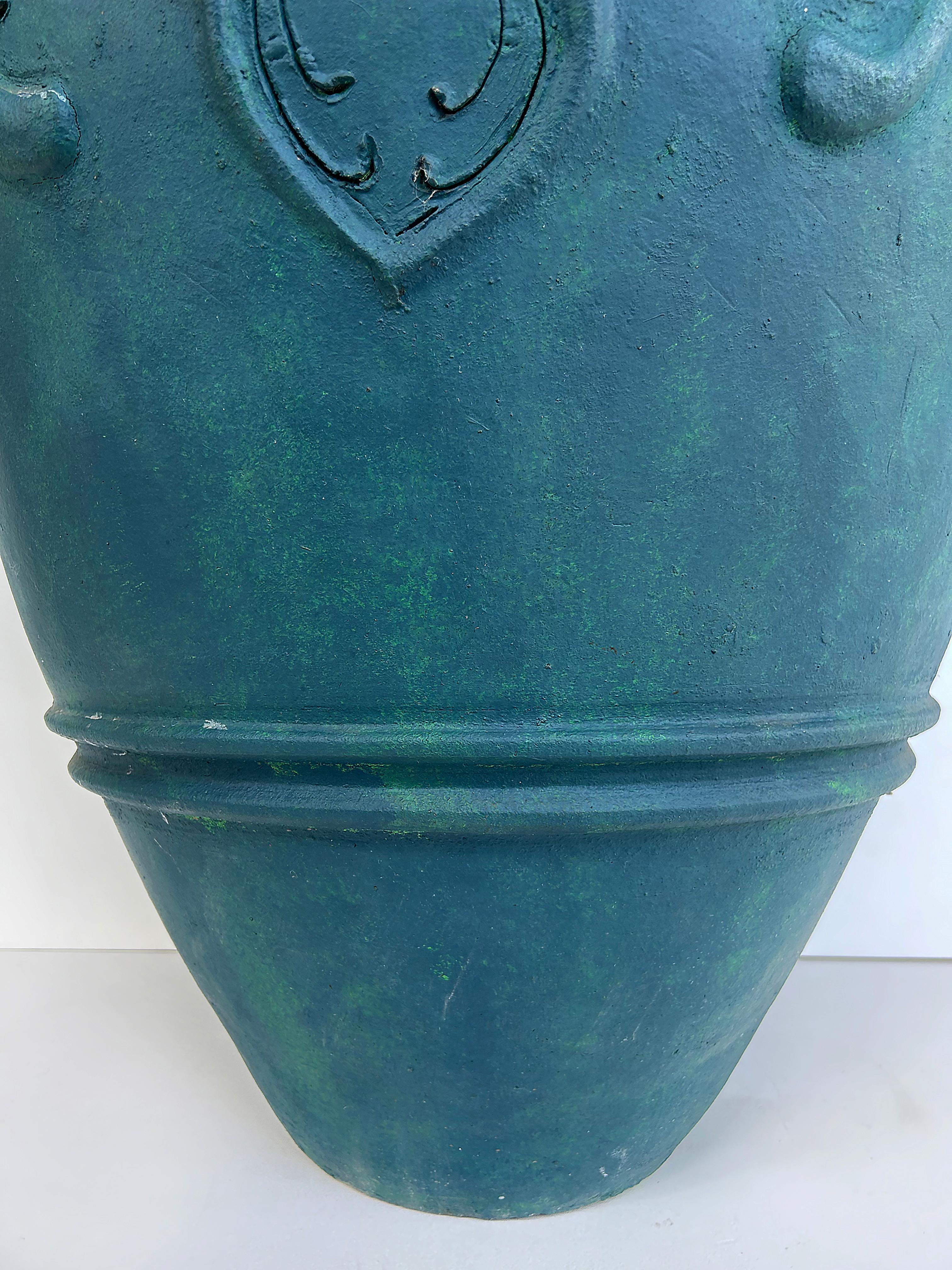 Terracotta Urna in terracotta di grandi dimensioni Balinese Teal 