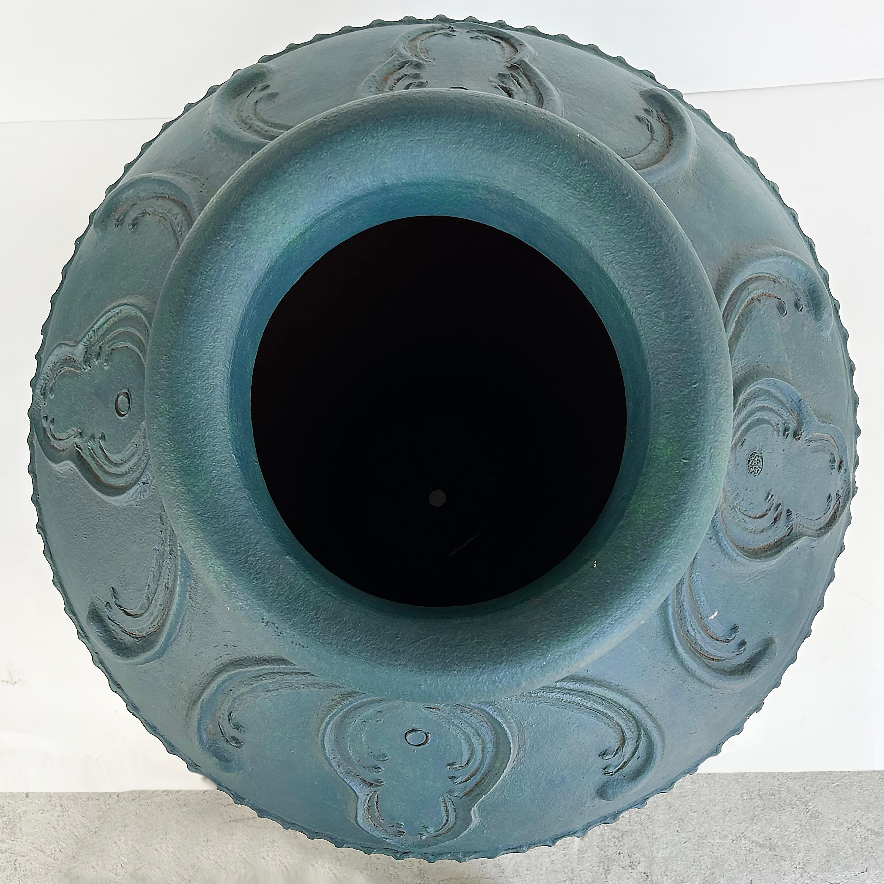 Urna in terracotta di grandi dimensioni Balinese Teal 