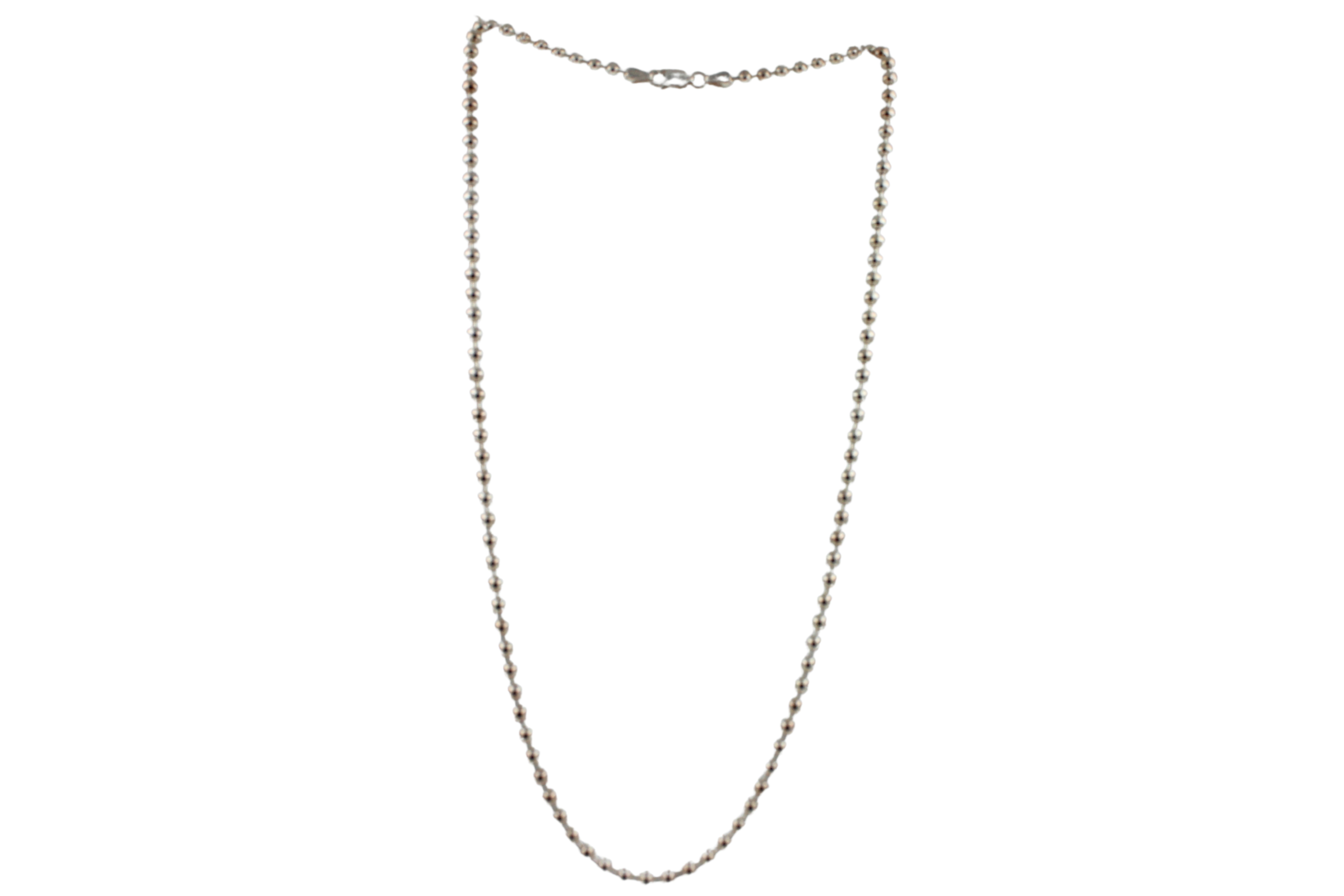Large Ball Bead Beaded Fancy Link 925 Sterling Silver Chain Necklace
•	18 inches length
•	9.75 grams
•	2.1 mm width 
•	White Rhodium Plate Finish

