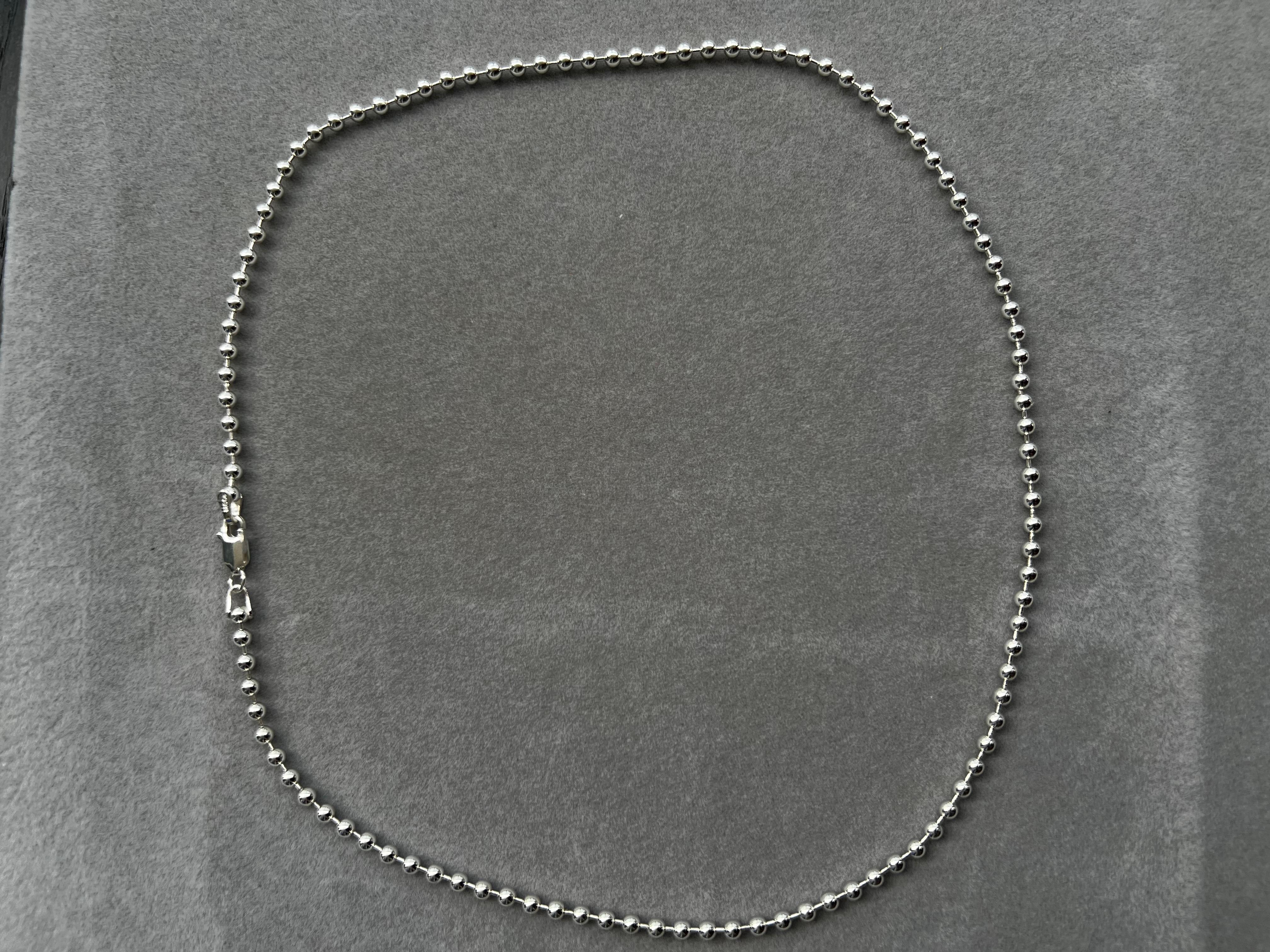 Modern Large Ball Bead Beaded Fancy Link 925 Sterling Silver Chain Necklace For Sale