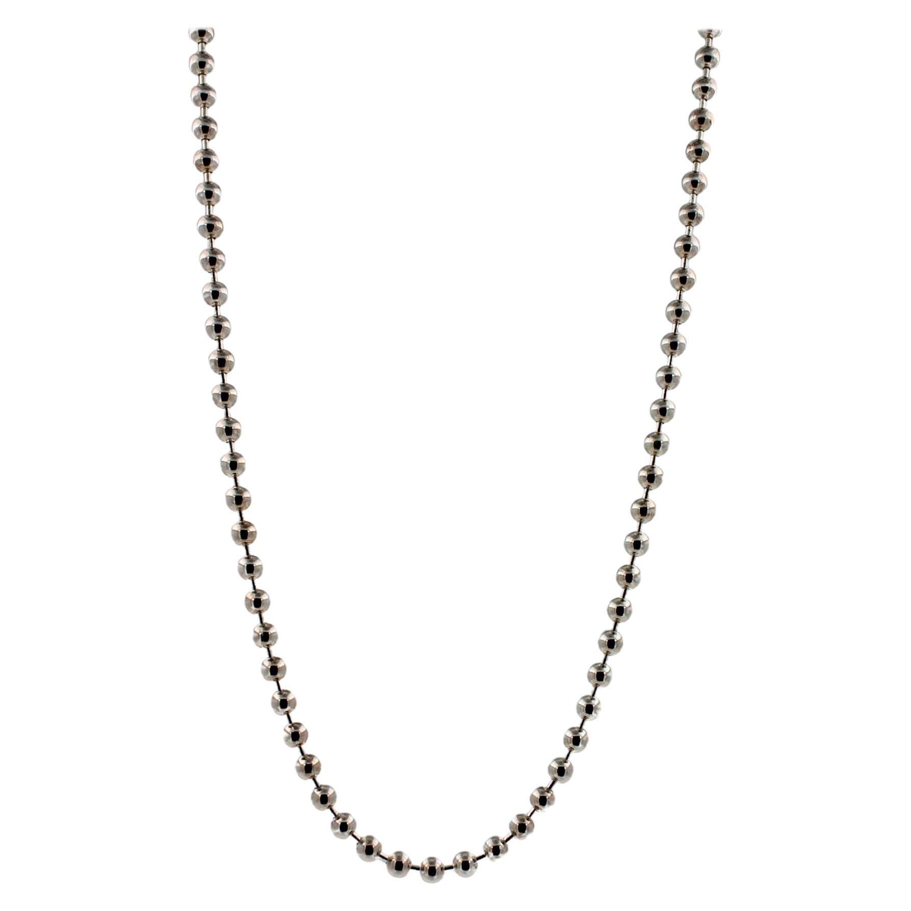 Large Ball Bead Beaded Fancy Link 925 Sterling Silver Chain Necklace