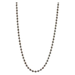 Large Ball Bead Beaded Fancy Link 925 Sterling Silver Chain Necklace