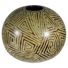 Large Ball Vase with Geometrical Design Art Deco Style - E088
