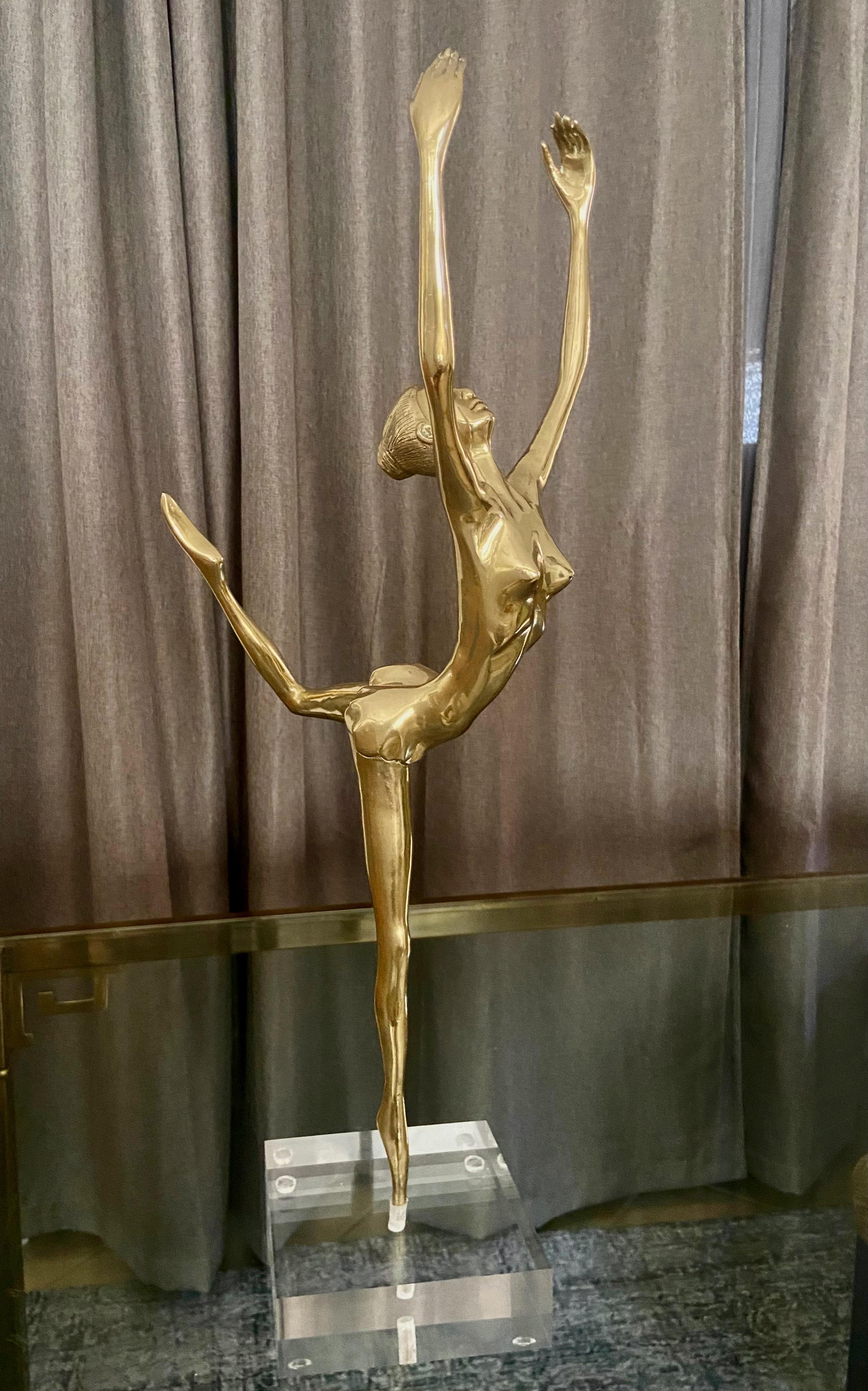 Large Ballerina Dancer Brass Statue, 1920s For Sale 4