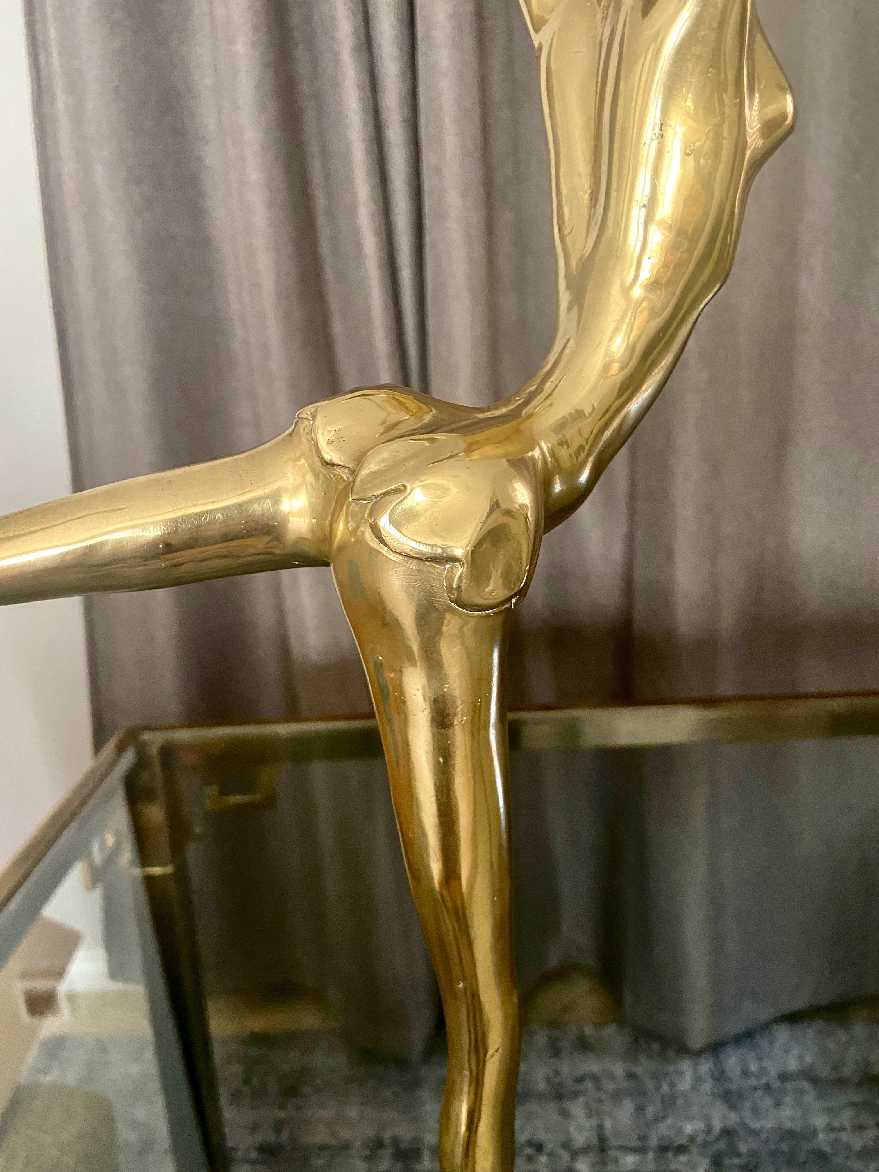 Large Ballerina Dancer Brass Statue, 1920s For Sale 7