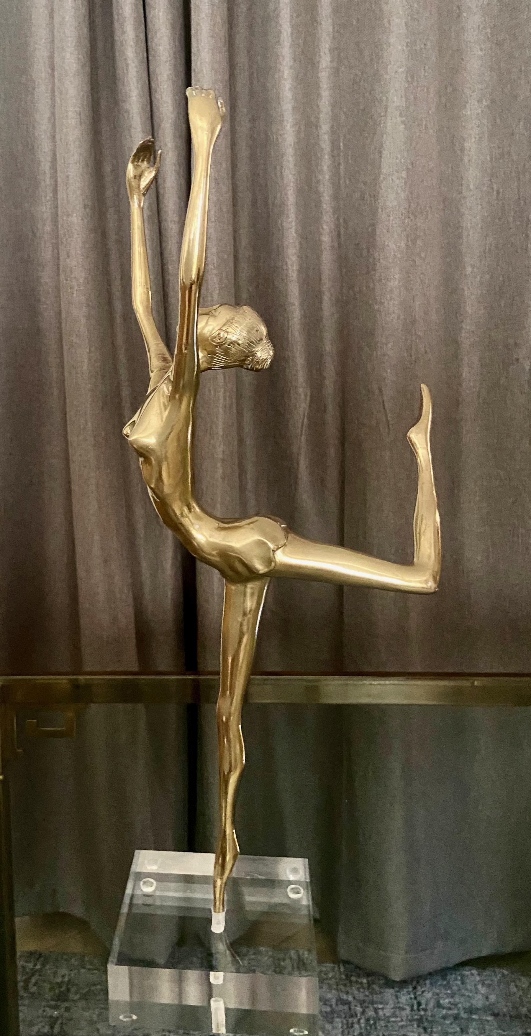 Large Ballerina Dancer Brass Statue, 1920s For Sale 11