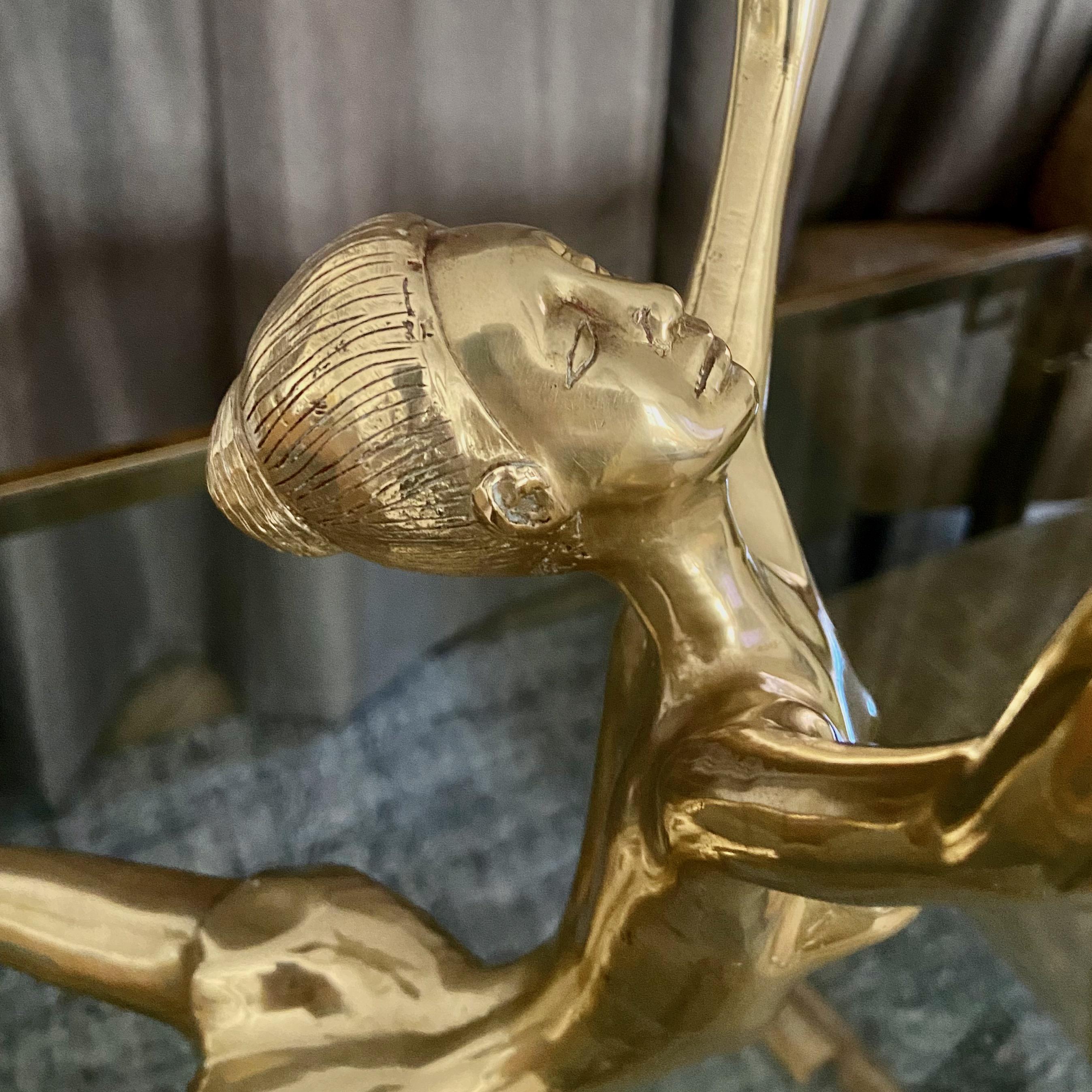 Large Ballerina Dancer Brass Statue, 1920s In Good Condition For Sale In Palm Springs, CA