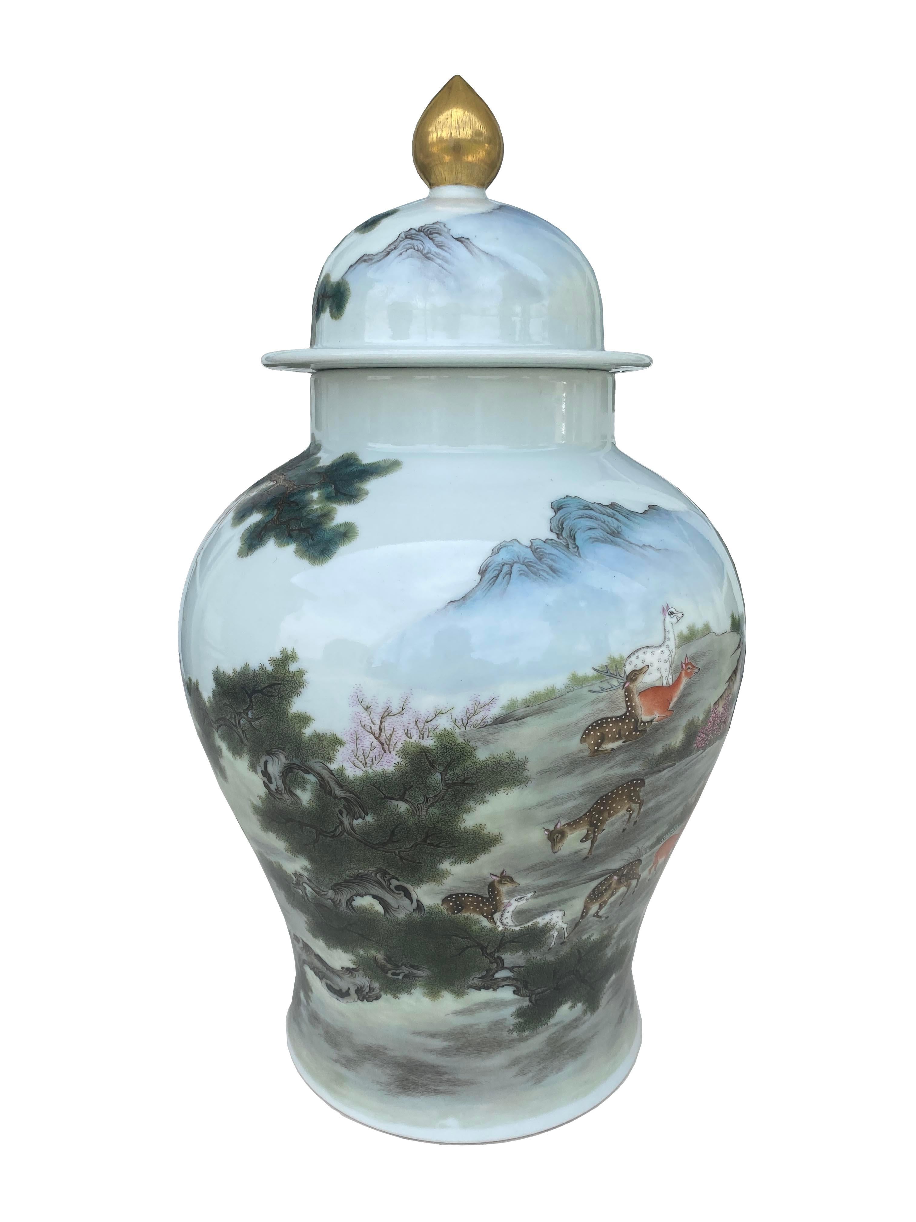 Vernissé Grand pot à balustre avec couvercle - Collection Ann & Gordon Getty en vente